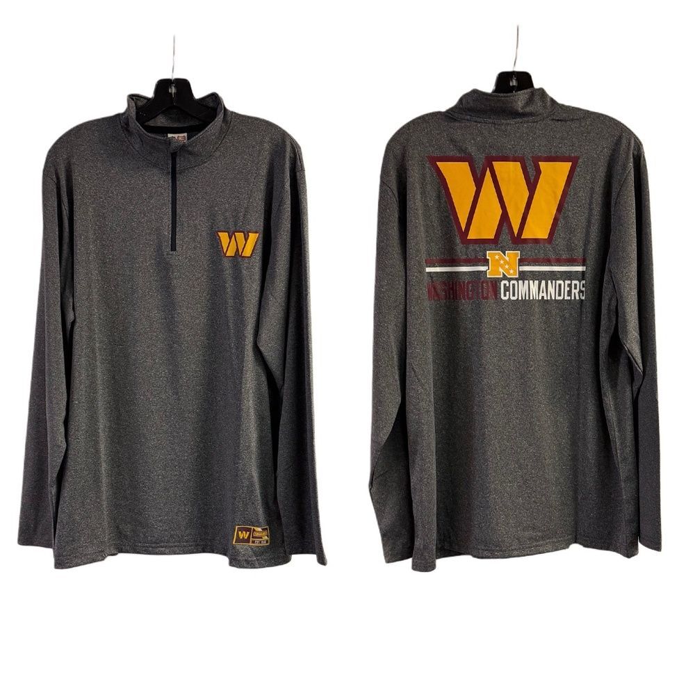 NWT Ultra Game NFL Washington Commanders Gray Quarter Zip Shirt Size L